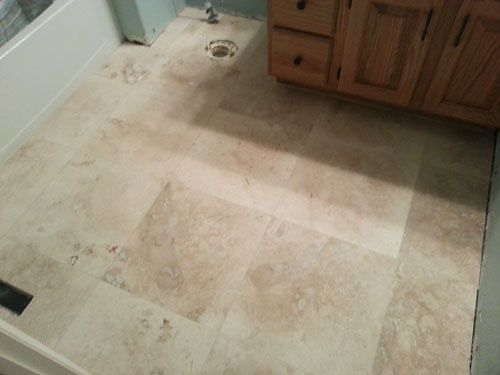 Travertine bathroom floors - Cheapest House on the Block